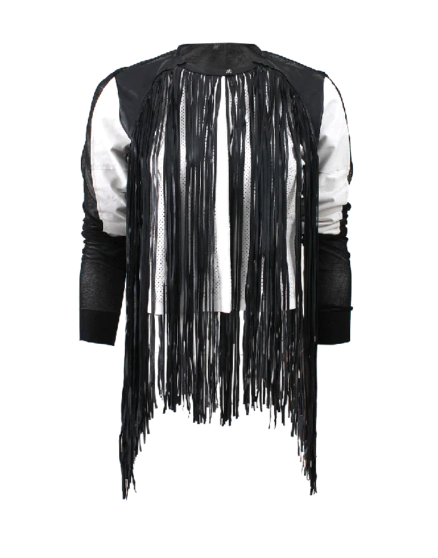 Fringed Leather Cardigan