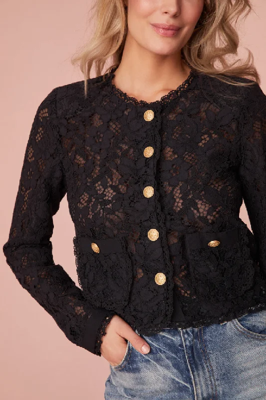 Richard Sheer Lace Jacket-BLACK