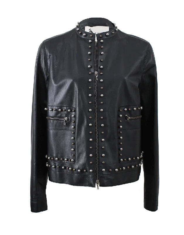 Stud Detail Leather Jacket