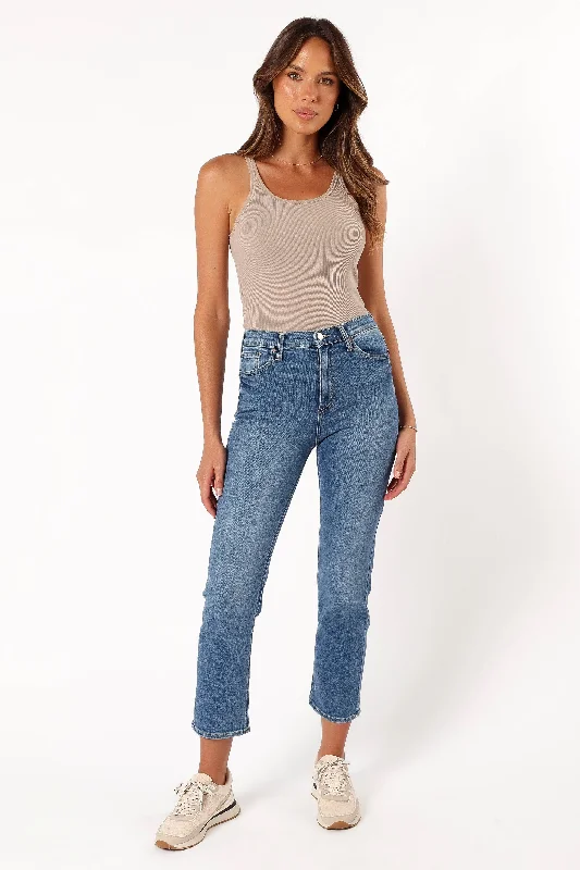 Lea High Rise Classic Straight Jean - Medium Denim