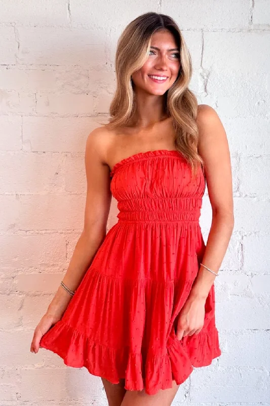 Effortless Strapless Ruffle Dress