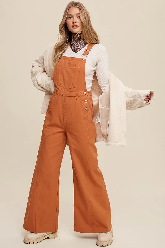 Rust Denim Retro Wide Opening Overalls