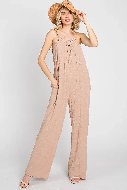 Taupe Halter Neck Jumpsuit