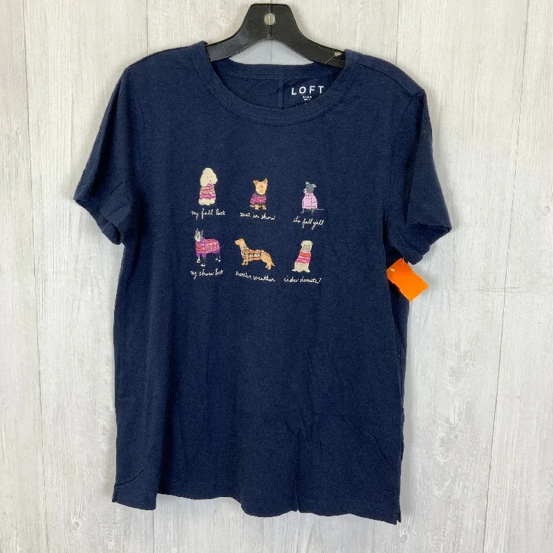 Top Short Sleeve Basic By Loft In Navy, Size: L