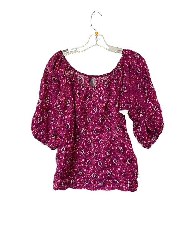 Top Short Sleeve By Anthropologie In Purple, Size: Xs