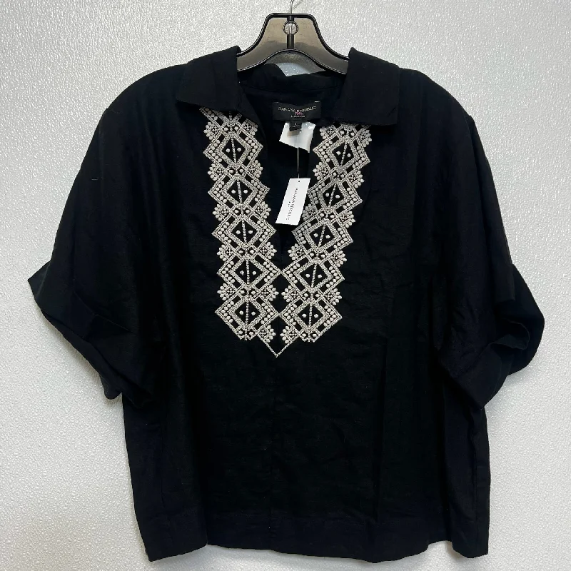 Top Short Sleeve By Banana Republic O In Black, Size: L