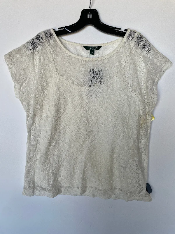 Top Short Sleeve By Lauren By Ralph Lauren In White, Size: L