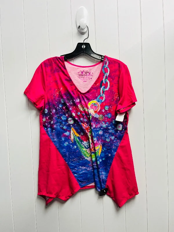 Top Short Sleeve By Leoma Lovegrove In Blue & Pink, Size: S