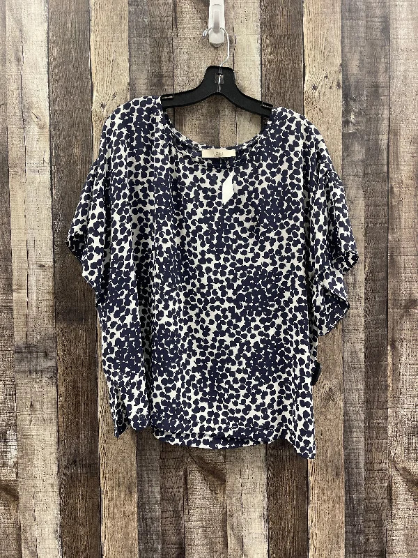 Top Short Sleeve By Loft In Blue & White, Size: Xl