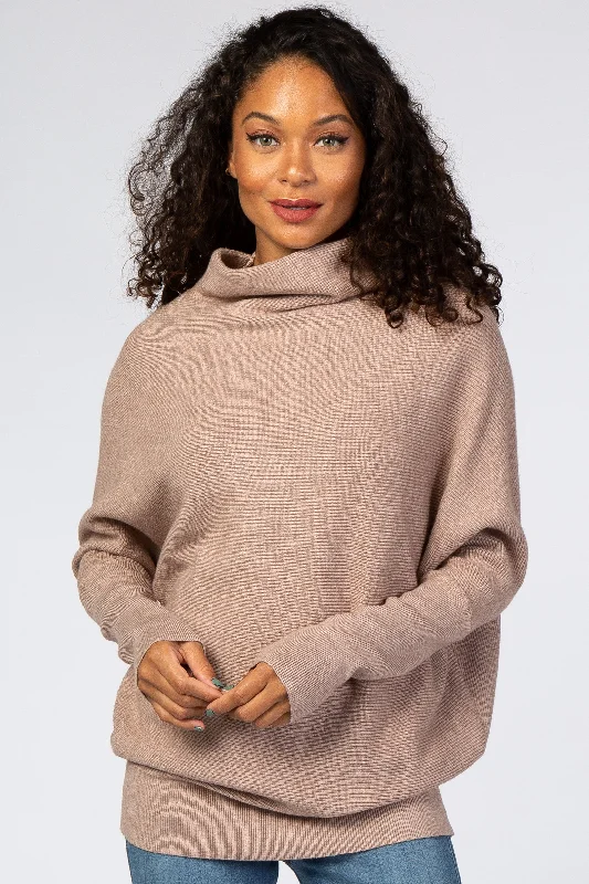 Mocha Funnel Neck Dolman Sleeve Sweater