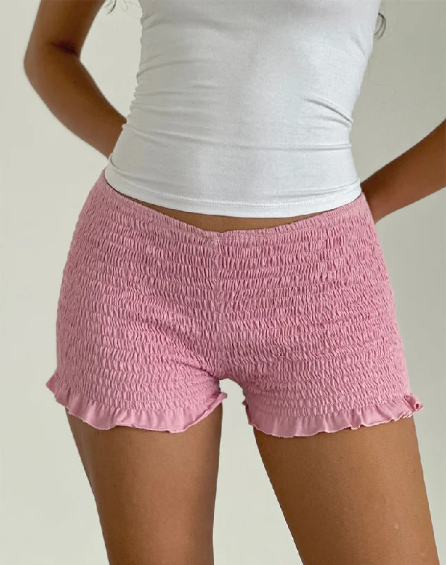 Ritala Shirred Micro Shorts in Flamingo Pink