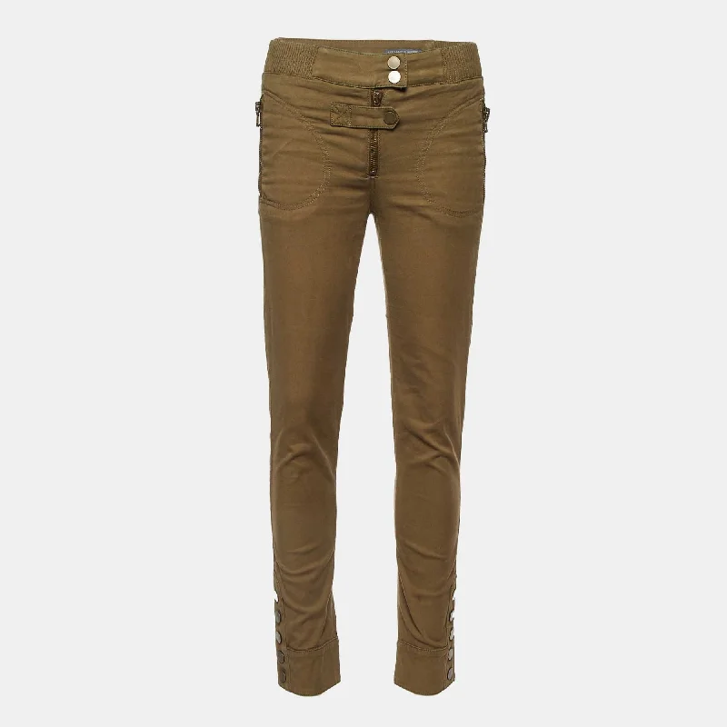 Alexander Mcqueen Khaki Green Button Detail Pant