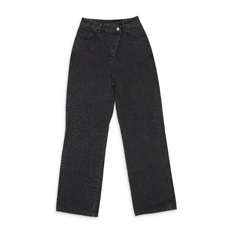 CALLIPYGIAN WASHED WIDE LEG SLANTED FLY BLACK WIDE-LEG JEANS