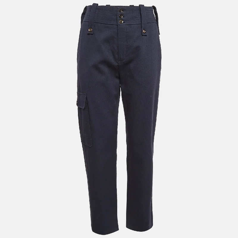 Chloe Deep Navy Blue Gabardine Cotton Cargo Pant